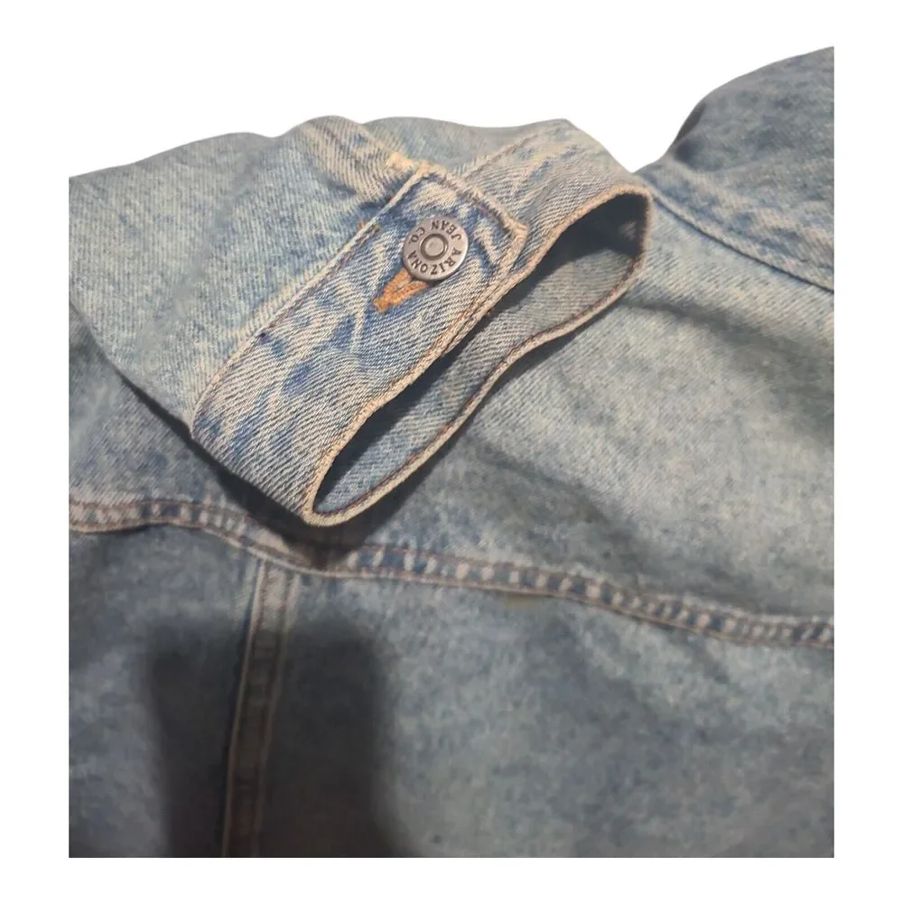 Vtg. 1991 Arizona Jean Co. Denim Jacket Mens XL Made In USA Rugged Distressed